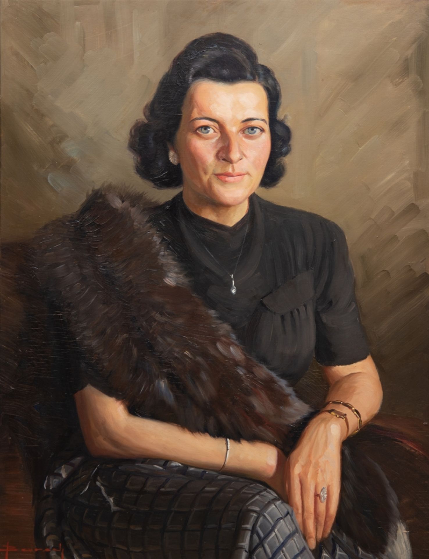 "Halbporträt einer Dame", Öl Platte, sign. u.l. "Borsch", 79x60 cm, Rahmen