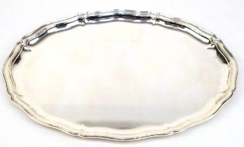 Tablett, oval, versilbert, Dresdner Hofmuster, Gebrauchspuren, 2x42x31,5 cm