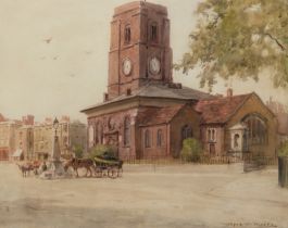Ruith, Horace van (1839 Sankt Petersburg-1923 London) "Alte Kirche Chelsea", Aquarell, sign. u.r.,