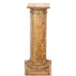 Säule, um 1860, Holz in Marmoroptik gefasst, Schwundrisse, starke Gebrauchspuren, 85x29x29 cm