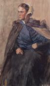 Maler Ende 19. Jh. "Frauenporträt", Aquarell, unsign., 40x23 cm, im Passepartout hinter Glas und Ra
