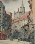 "Altstadt Breslau", Aquarell, unsign., an den Ecken besch., 35,5x26,5 cm, ungerahmt