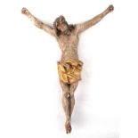 Barock-Figur "Christus", Holz geschnitzt, farbig gefaßt, vergoldeter Lendenschutz (beschäd.), 3 Nag