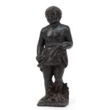 Figur "Mann mit Lendenschurz", 18./ 19. Jh., Eisenguß, Sockel mit Bohrung, H. 15,5 cm