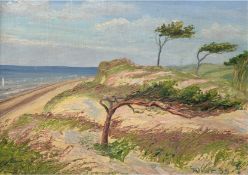 Klier "Dünenlandschaft mit Windflüchter", Öl/ Karton, sign. u.r. und dat. ´55, 29x39 cm, Rahmen