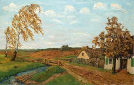 Stöver, Paula (1918 Bremen-1982 Worpswede) "Weite Moorlandschaft", Öl/ Lw., sign. u.l., 80x120 cm, 