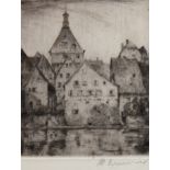Zipperer, M. "Besigheim", Radierung, handsign. u.r., Blatt stockfleckig, 13,5x11 cm, ungerahmt