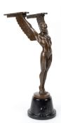 Bronze-Figur "Ikarus", Nachguß, bezeichnet "Schmidt-Hofer", Gießerplakette "BJB", H. 34,5 cm, auf r