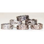 6 Serviettenringe, durchbrochen mit Rosenrelief, 800er Silber, ges. 25 cm