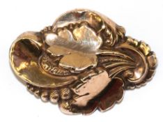 Biedermeier-Brosche, Schaumgold und Silber verbödet, Maße ca. 4,0 x 2,7 cm, rückseitig alte Rep.-St