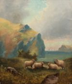 Gray, Cedric (Britischer Maler 19. Jh.) "Berglandschaft mit weidenden Schafen", Öl/ Lw., sign. u.r.
