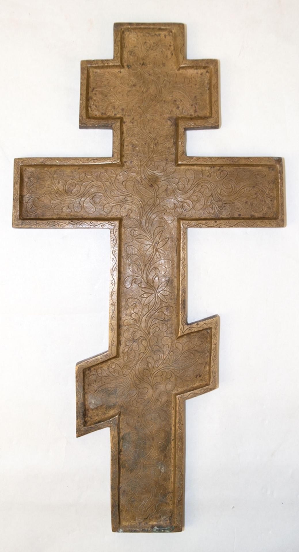 Orthodoxes Kreuz, Messing, reliefiert, 27,5x14 cm - Bild 2 aus 2