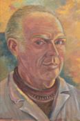 Rutenbeck, Harry (1938 Schwaan- ?) "Selbstporträt", Öl/ Hartfaser, sign. u.l., 60x40 cm, Rahmen (H.