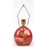 Lampenfuß, Rosenthal, Dekor "Zaubergarten", abgeflachter rotbrauner Korpus mit Floralmalerei, 1-fla