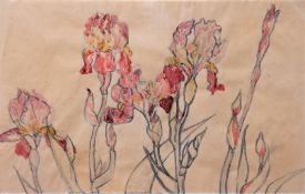 "Blumenstilleben", Aquarell, Blatt/ Signatur beschnitten, 29,5x46 cm, im Passepartout hinter Glas u
