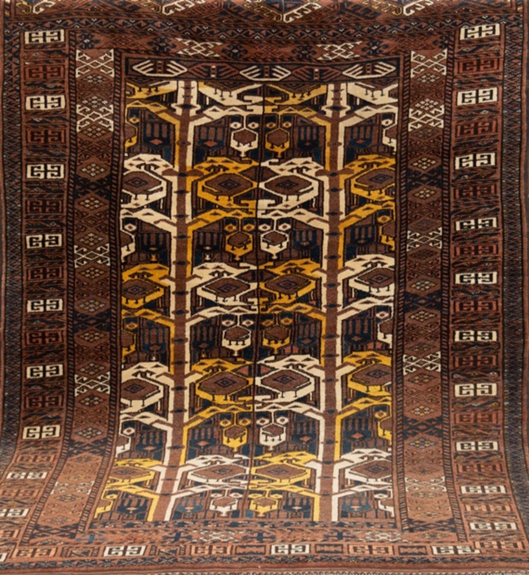 Antiker Afghan, Ersari, um 1920, braungrundig, 200x145 cm