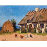 Hammer, Wilhelm "Bauernhaus mit Hühnern", Öl/ Lw., sign. u.l., 49x61 cm, Rahmen
