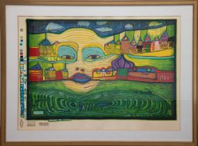 Hundertwasser, Friedensreich (1928 Wien-2000 an Bord der Queen Elizabeth 2) "Irinaland über dem Bal