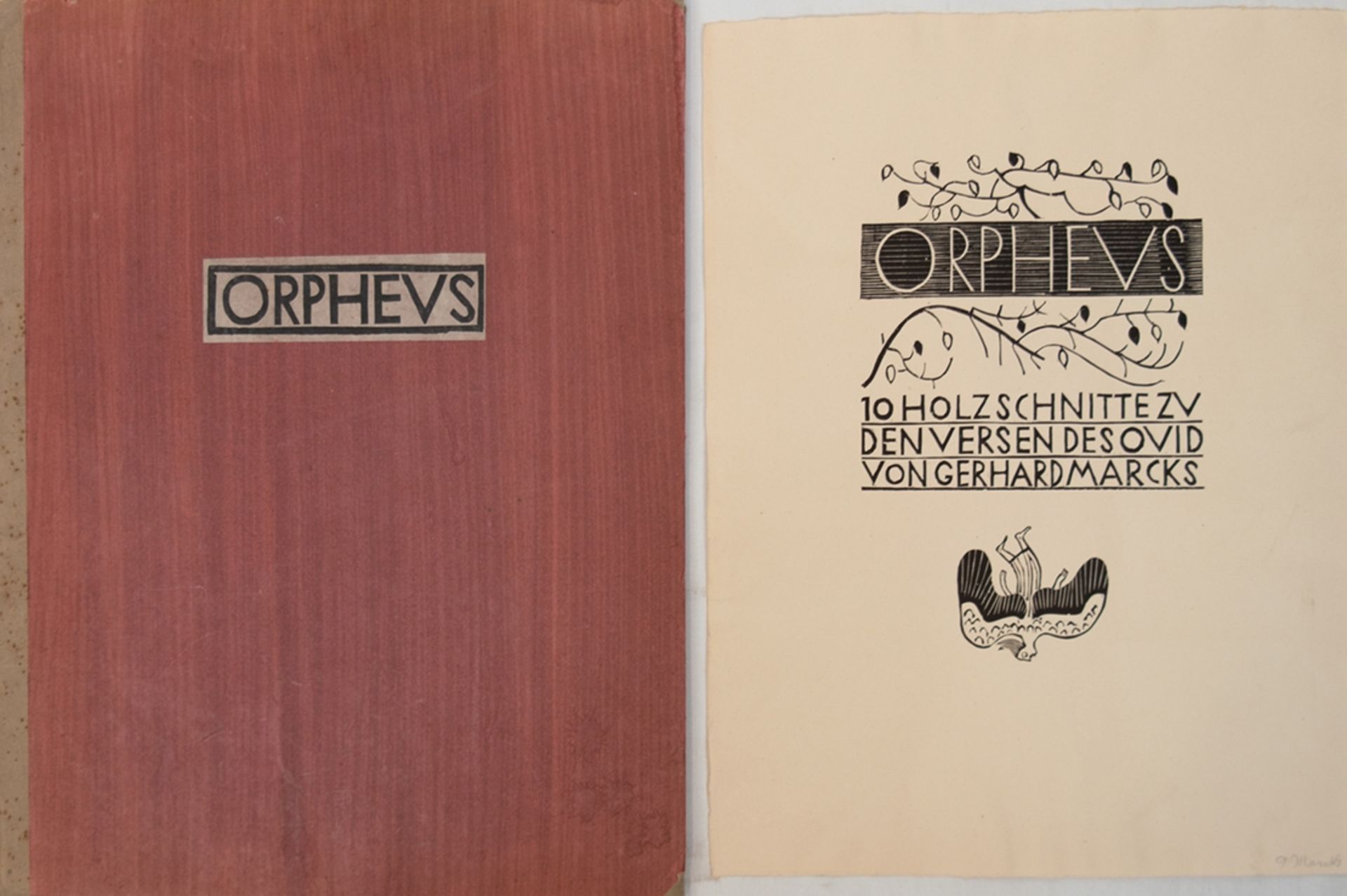 Marcks, Gerhard (1889 Berlin- 1981 Burgbrohl) "Deckblatt aus der Mappe Orpheus" und "Original-Mappe
