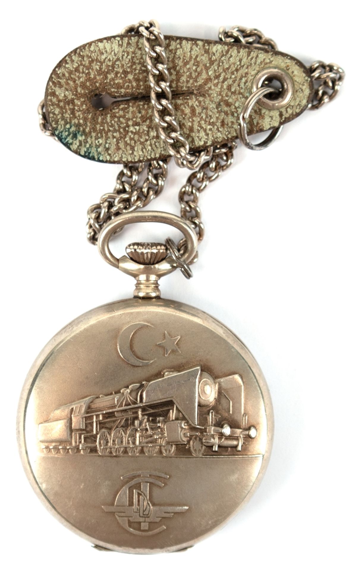 Eisenbahner-Taschenuhr "Golana", Schweiz, Handaufzug, Zifferblatt mit arabischen Zahlen und dezentr - Bild 2 aus 2