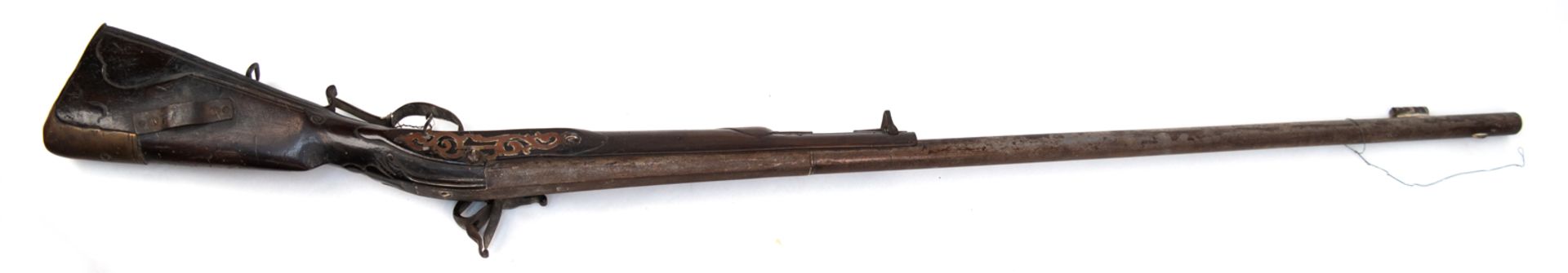 Steinschloßgewehr, 18. Jh., nicht funktionstüchtig, Ladestock fehlt, starke Gebrauchspuren, inaktiv - Image 2 of 2
