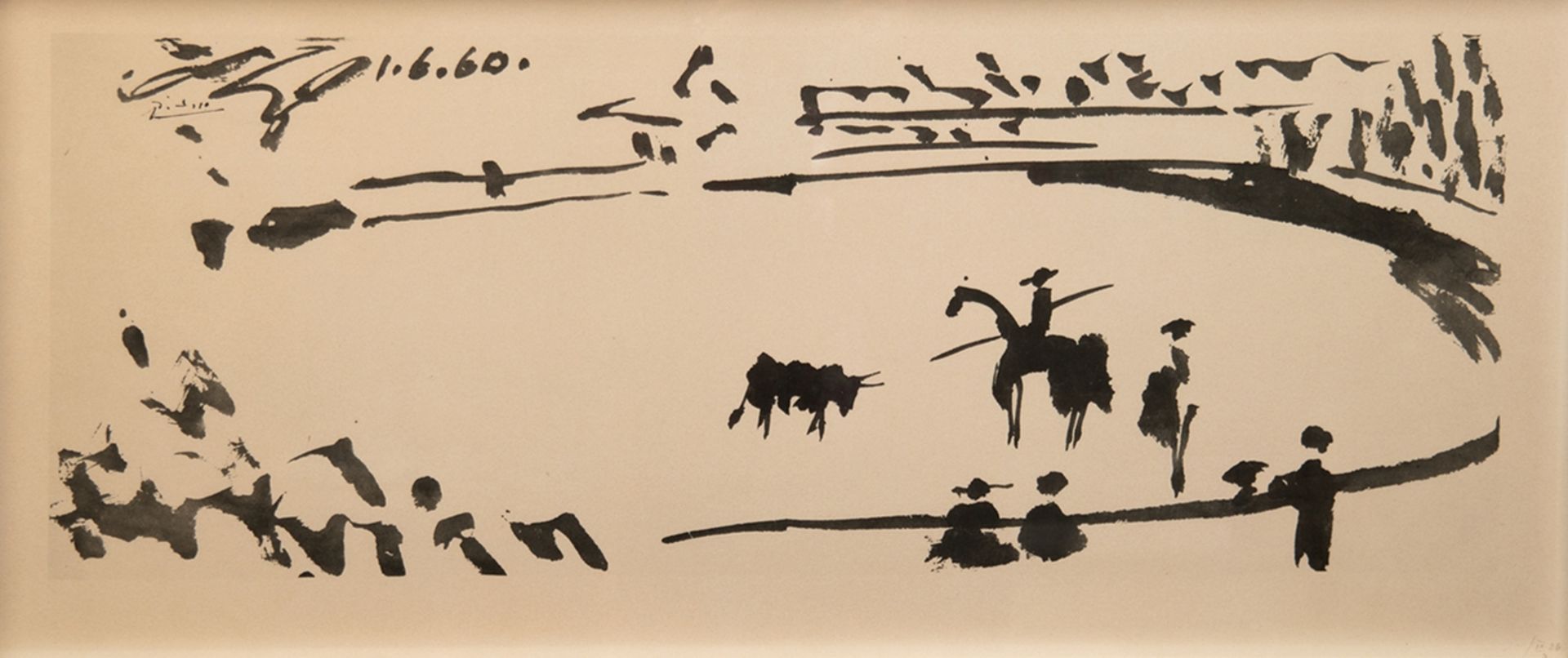Nach Picasso, Pablo (1881 Malaga-1973 Mougins) "Die Arena", Litho. auf Büttenpapier, im Stein sign.