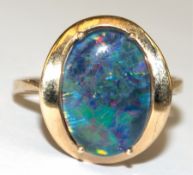 Ring, 333er GG, mit ovaler Opal-Triplette, RG 53