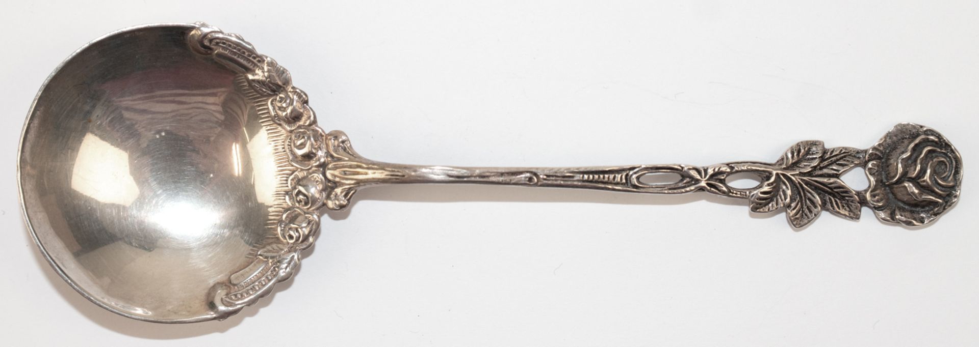 Sahnelöffel mit Rosendekor,WMF, 800er Silber, 23 g, L. 15,5 cm