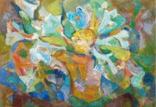 Benediktov, Gennady (1936-2013) "Blumen", Öl/ Lw., unsign., rückseitig auf Lw. kyrillisch bez. und
