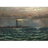 Marx, Alf. "Küstenlandschaft mit Leuchtturm", Öl/ Mp., sign. u.l. und dat. 1920, 52x71,5 cm, Rahmen