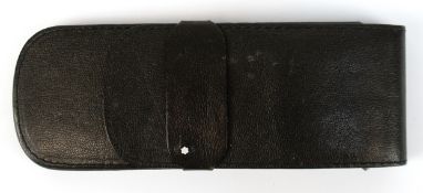 Montblanc-Meisterstück, Siena-Etui für 3 Stifte, schwarzes Leder mit Namensprägung und Emblem, Gebr
