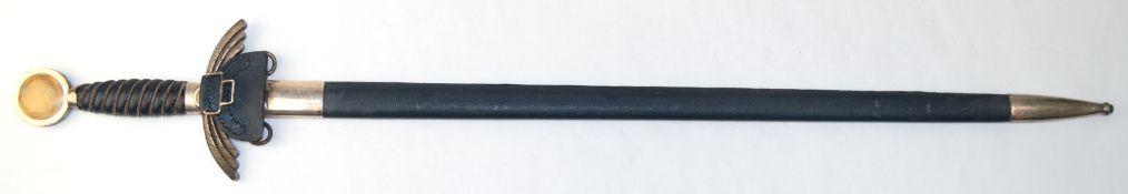 Luftwaffen-Schwert für Offiziere, mit Scheide, Hersteller "SMF Solingen",  Hakenkreuz-Zeichen nacht