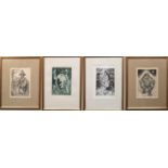 4 Radierungen Boomers, Jan (1927-1999) "Surrealistische Szenen", verschiedene Motive, mit Bleistift