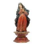 Heiligenfigur "Betende Madonna", Ende 19. Jh., Holz, Gesicht und Hände aus Bein, vollplastisch gesc
