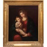Maler um 1800 "Madonna mit Kind", Öl/ Lw., doubliert, unsign., 45x38,5 cm, Rahmen