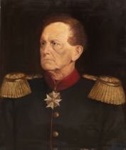 Maler 19. Jh. "Porträt des Grafen von Moltke in Uniform", Öl/ Lw., sign. u.r. "Köppen" , 66x52 cm,