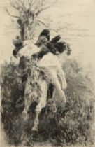 Rocholl, Theodor (1854 Sachsenberg-1933 Düsseldorf) "Der Raub", Radierung, beschnitten, 25,5x17 cm,