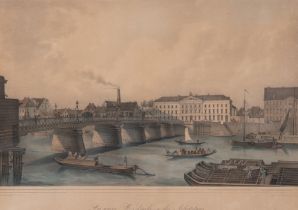 Kohl, Friedrich Wilhelm (1811 Bremen-1864 Norderney) "Die große Weserbrücke und das Arbeitshaus", k