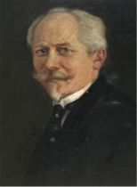 Büchsel, Elisabeth (1867-1957 Stralsund) "Porträt eines älteren Herren", Öl/Lw/Mp., sign. links mi