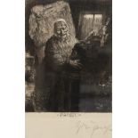 Janssen, Gerhard (1863 Kalkar-1925 Düsseldorf) "Prosit", Radierung, betitelt und sign., 18x13,5 cm,
