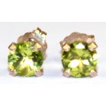 Paar Ohrstecker, 925er Silber, Peridot ca. 5mm Durchmesser, 1,10 ct,