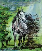 Sasnal, Wilhelm (1972 Tarnów, lebt und arbeitet in Tarnòw und Warschau)  "Pferd", Öl/ Lw., rückseit