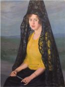 Pelegrin, Santiago (1885 Spanien-1954 ebenso) "Porträt einer Spanierin", Öl/Lw., sign. u.datiert 19