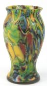 Jugendstil-Vase, Dänemark, Glas, Abriß, Innenfang mit farbigen Einschmelzungen, Innenrand mit min. 