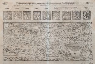 Karte "Beschreibung des Landes Pommern...", Stich um 1600, 28x41 cm, im Passepartout hinter UV-Glas