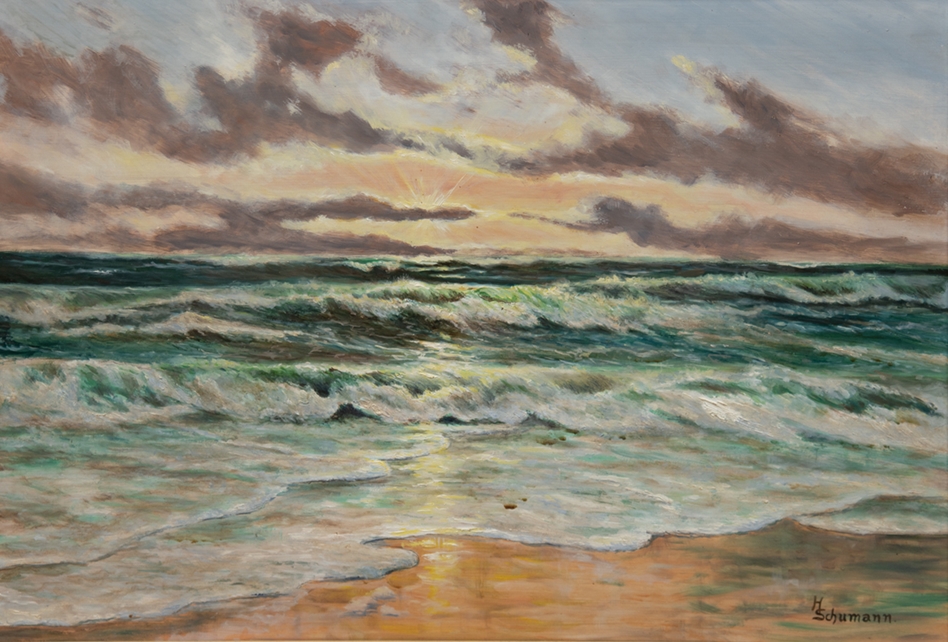 Schumann, H. "Hörnum Sylt", Öl/ Hartfaser, sign. u.r., rückseitig betitelt unmd dat. ´58, 46x61 cm,