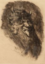 Rocholl, Theodor (1854 Sachsenberg-1933 Düsseldorf) "Der Waldgeist", Radierung, 25x16 cm, im Passep