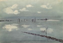 Vespermann, Leonore (1900 Kiel-1974 ebenda) "Im Wattenmeer", Aquarell, sign. u.l., 47,5x60,5 cm, im