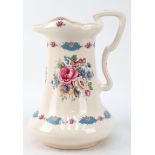 Waschkrug, England Anfang 20. Jh., Keramik, mit Blumendekor, H. 31 cm