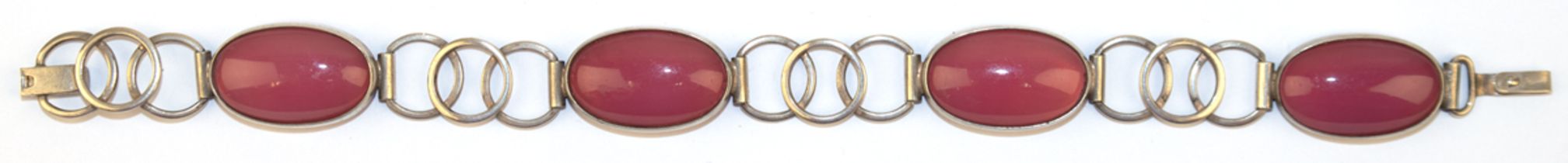 Armband um ca. 1920 /30, 835er Silber, wohl Rosenquarz, Länge ca. 18,5 cm